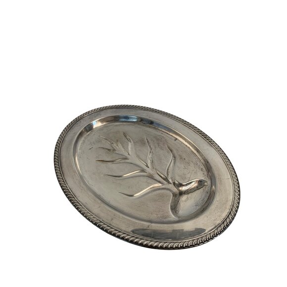 VTG Wm Rogers 810-16 Silver Plated Oval Tree of Life Platter 8922 Serving - Picture 7 of 9